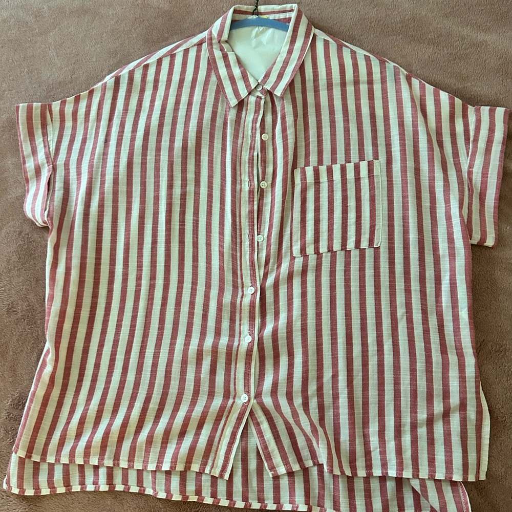 Pink and white stripped blouse